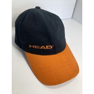 Head‎ LiquidMetal Logo Ball Cap Hat Black Orange Twill Adjustable 100% Cotton